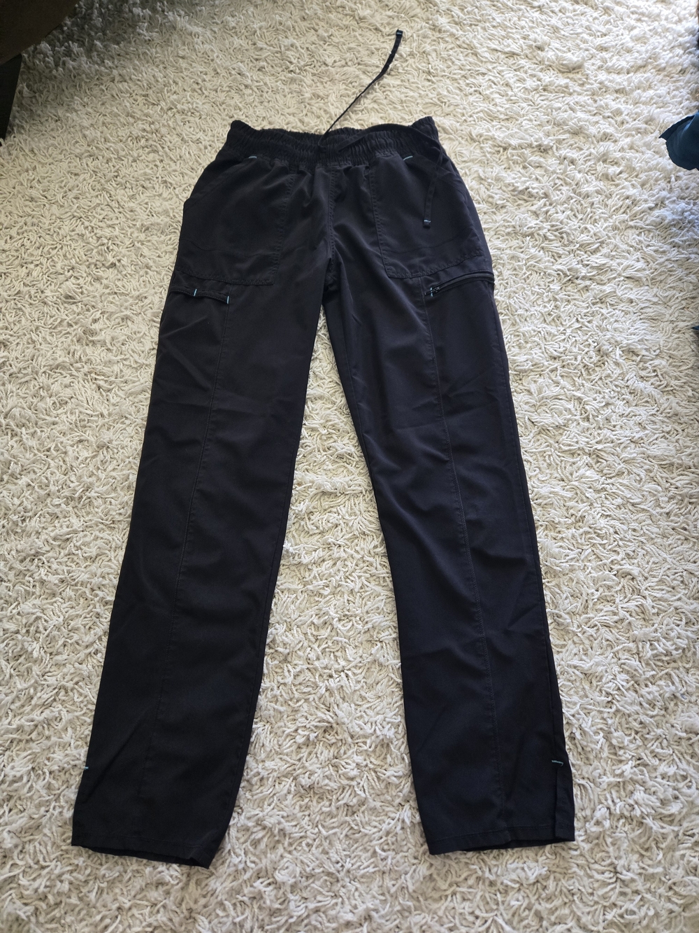 Scrubstar Small Black Cargo Scrub Pants with Zip and Drawcord